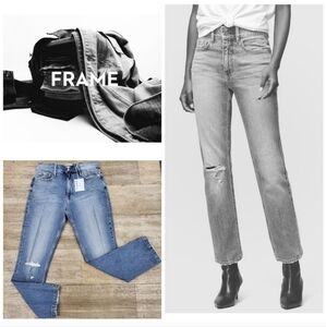 NEW Frame Denim Womens Heritage Le Slyvie Slender Straight Jeans 32 Distressed